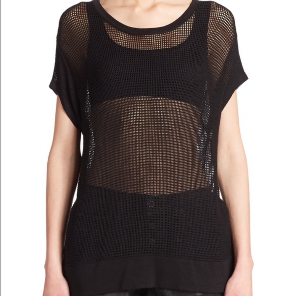 Rag & Bone Jean Mesh Knit Top Black size Small